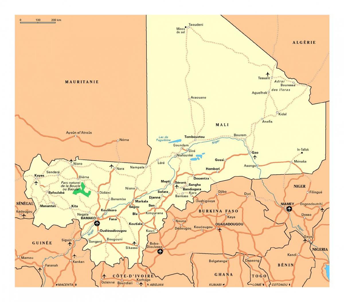 Kort over Mali byer
