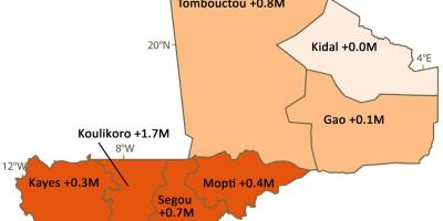 Kort over Mali befolkning
